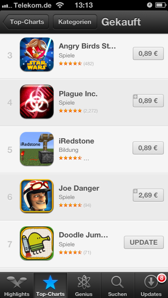 iRedstone in the AppStore Charts