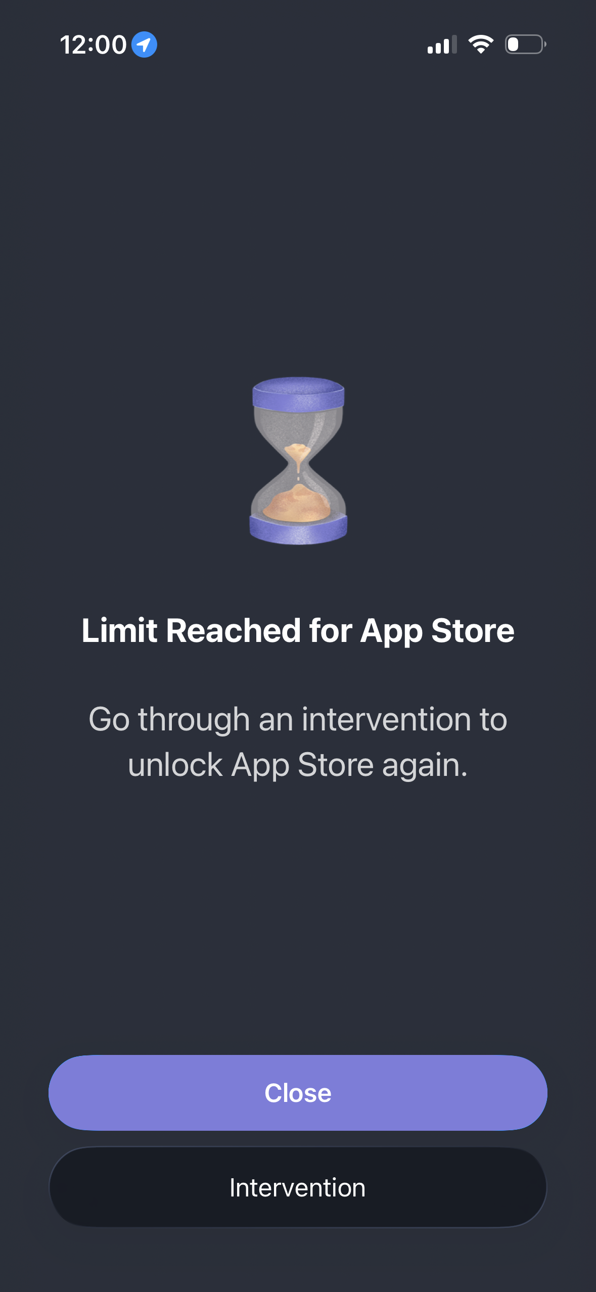Screenshots of an app where the limit is reached for