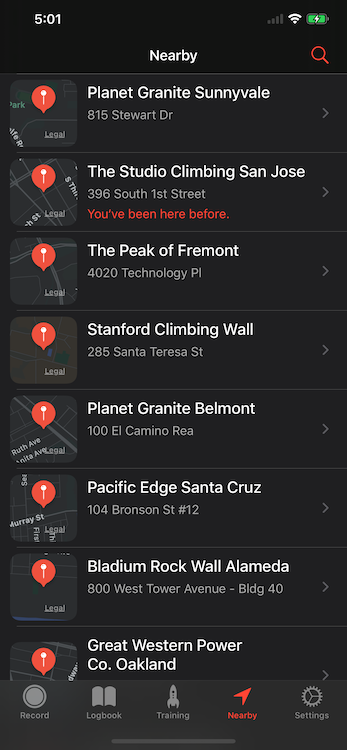 Nearby Screenshot of iOS App