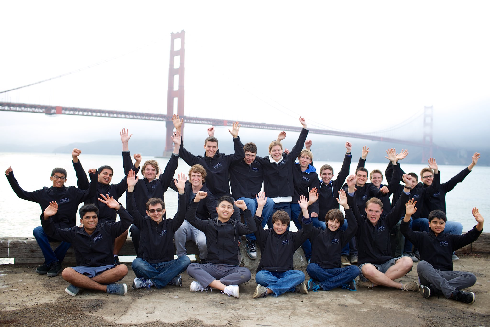 WWDC 2013 Group Picture: Larissa Laich, Ari Weinstein, Nick Frey, Arik Sosman, Rohan Kapur, Jaden Geller, Johannes Erschbammer, Peter Schreuder, Ethan Vaughan, Coulton Vento